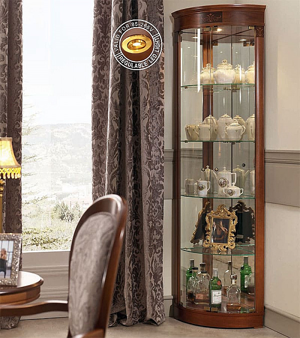 Угловая витрина Panamar 878.001 цвет орех, вишня Угловая витрина Panamar 878.001 цвет орех, вишня