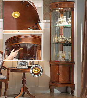Угловая витрина Panamar 809.001 + тумба Panamar 889.000 цвет орех, вишня Угловая витрина Panamar 809.001 + тумба Panamar 889.000 цвет орех, вишня