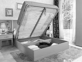 Подъемный механизм кровати Palmari с бельевым ящиком цвет 2 светло серый