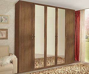 шкаф 5-ти дверный с 3-мя зеркалами Palmari P3580 цвет 3 орех