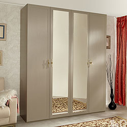 шкаф 4-х дверный с 2-мя зеркалами Palmari P5560 цвет 5 бежевый с серым