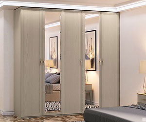 шкаф 5-ти дверный с 2-мя зеркалами Palmari P5570 цвет 5 бежевый с серым