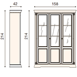 размер библиотека 3-х дверная Палаццо Дукале 71BO03LB фабрика Bakokko Италия