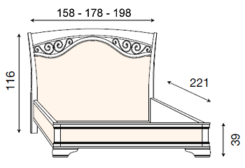 размер кровать Палаццо Дукале изголовье с ковкой, без изножья фабрика Прама Италия