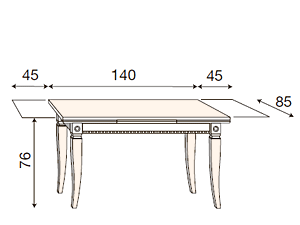 размер стол обеденный прямоугольный раздвижной Палаццо Дукале 71CI53 фабрика Prama Италия