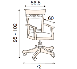 размер кресло кабинетное Палаццо Дукале 71CI02PL фабрика Prama Италия